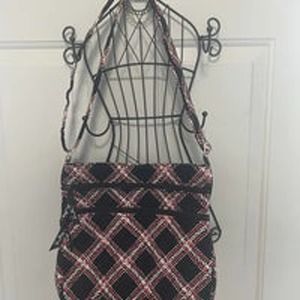 Vera Bradley Triple Zip Crossbody in Black and Pink Geometric Print